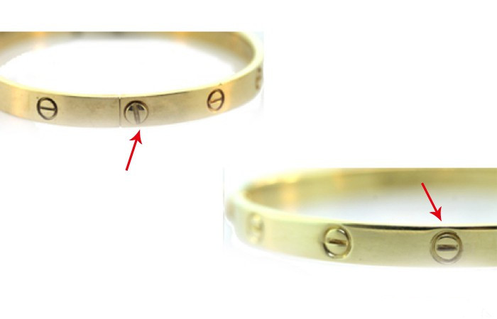 真假卡地亚边上love标志,怎么区分卡地亚love戒指真假