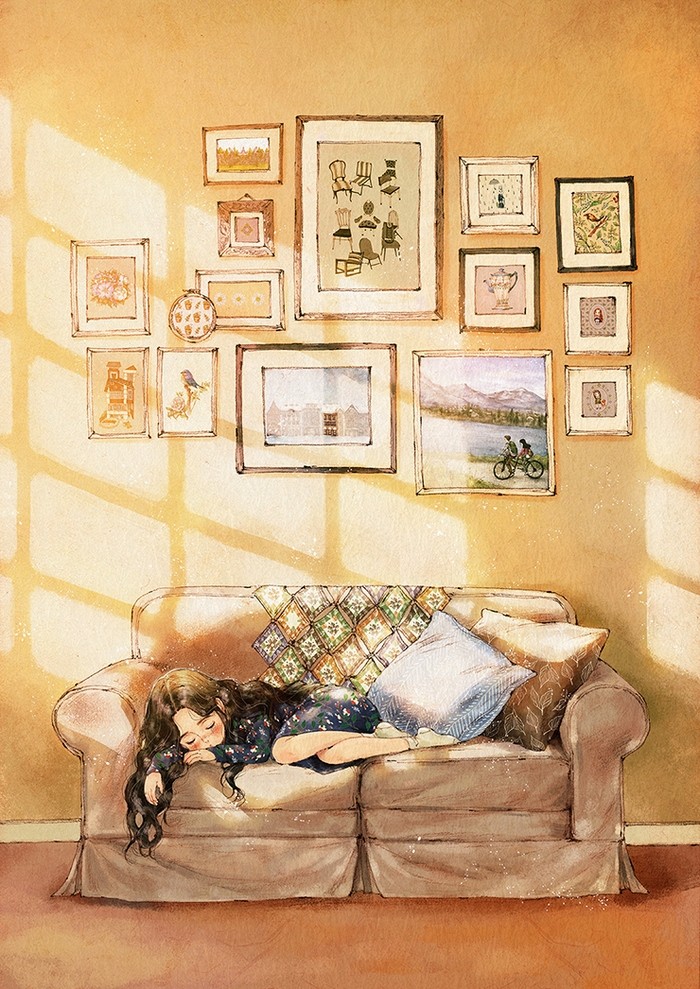 韩国插画师森林女孩日记图文,水彩插画森林女孩日记