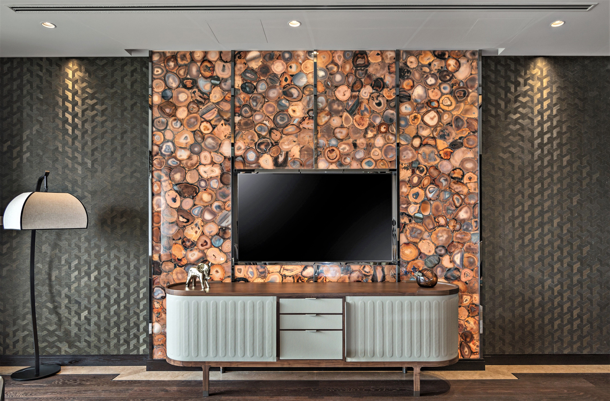 房子装修漂亮便捷的背景墙来啦,背景墙较短新中式效果图大全