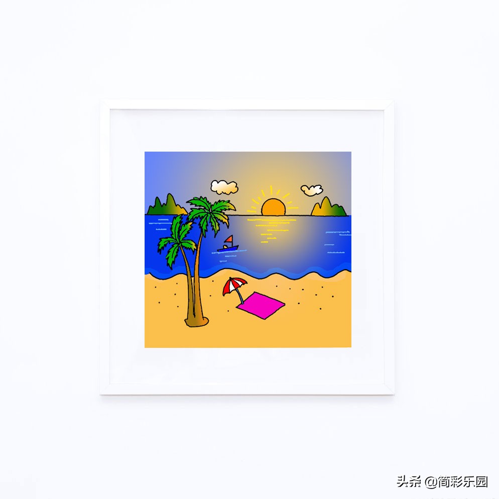 海滩怎么画简笔画,很简单的海滩怎么画用铅笔画