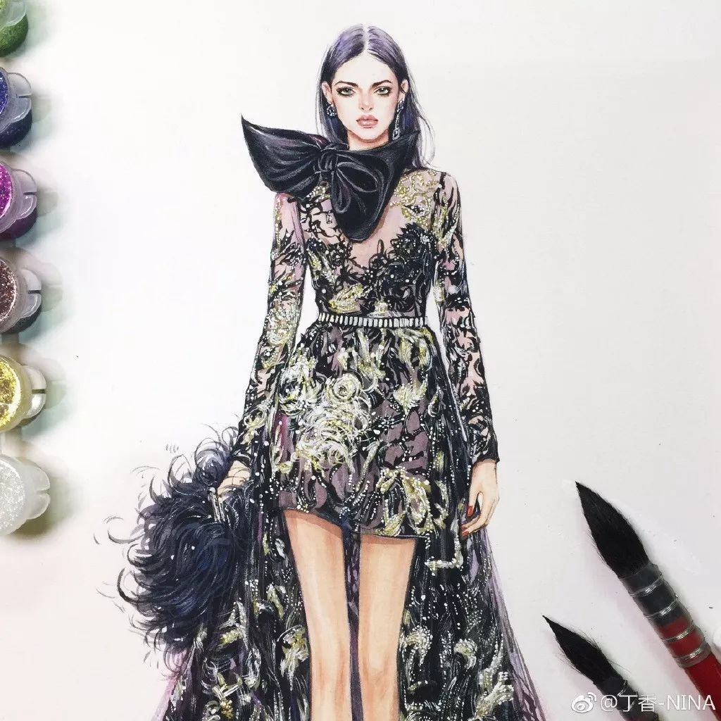 礼服怎么画好看仙气用彩铅,马克笔和彩铅裙子上色教程