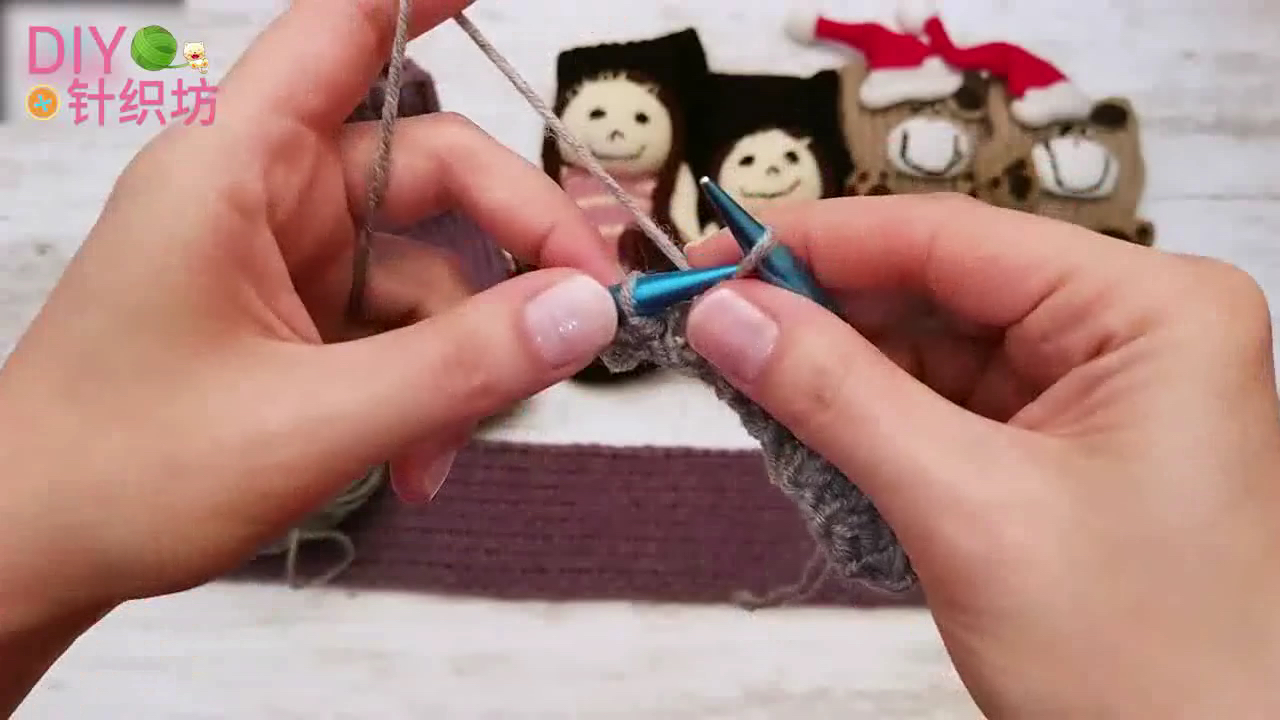 针织毛线袜的教程,家居袜棒针编织视频