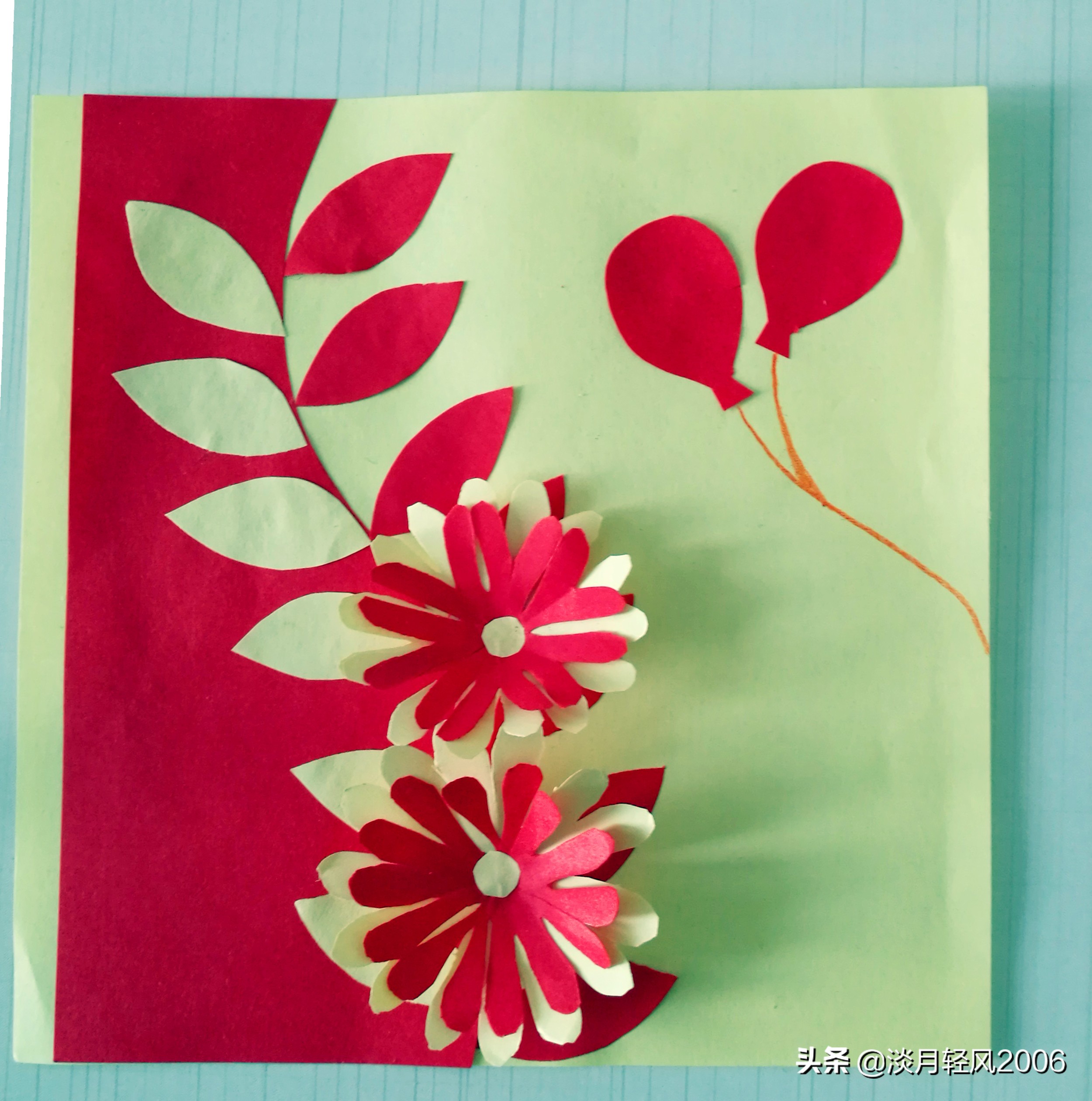 幼儿园手工制作卡纸贺卡可以写字,正方形卡纸贺卡花朵