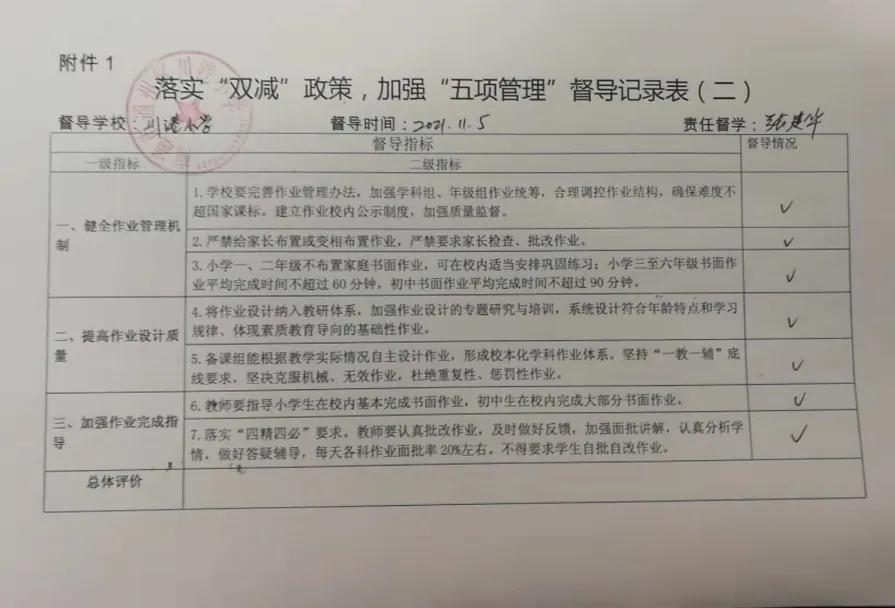 南通市通州区川港小学教育督导优化作业设计减负不减质量