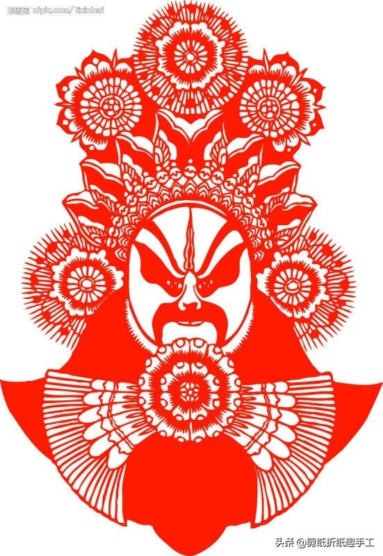 民俗剪纸戏曲脸谱剪纸图案欣赏,花旦脸谱简笔画简单又好看剪纸