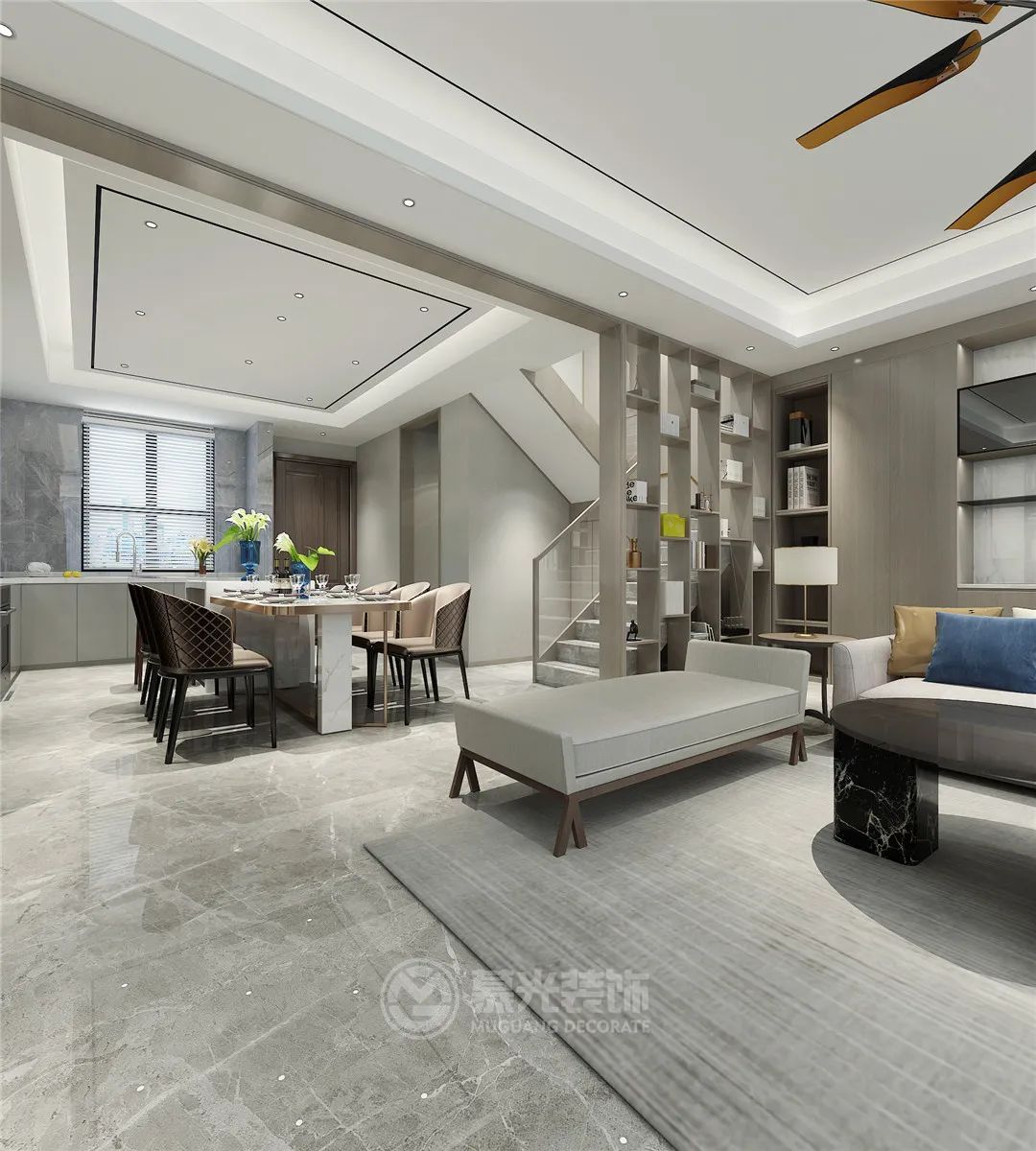 昆明叠春苑现代轻奢装修,滇池俊府126平装修效果图