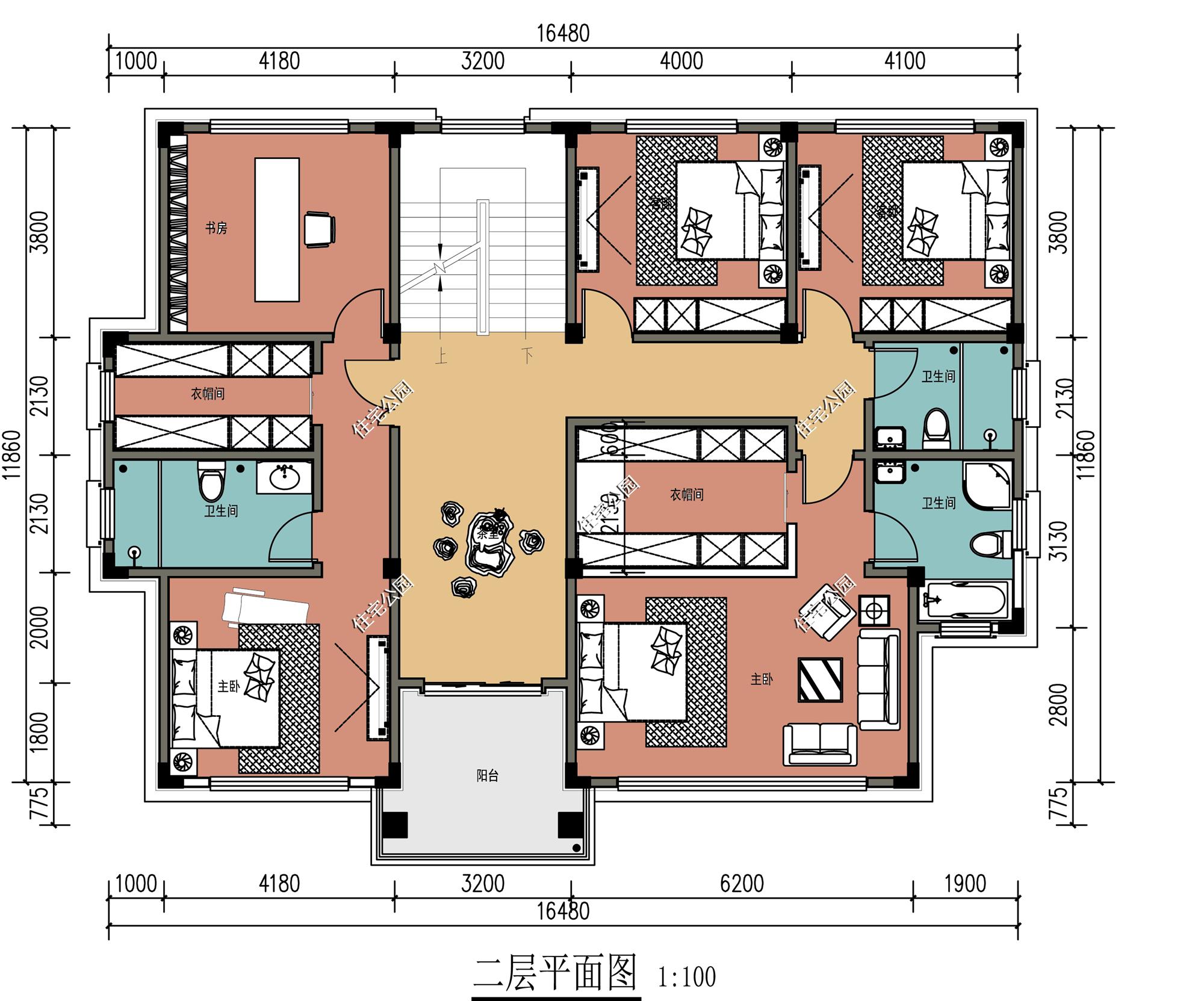 免费分享1000款自建房布局图,三层半现代别墅带落地窗设计图