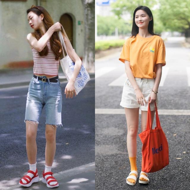 小个子搭什么鞋夏季短裤,小个子穿搭夏季套装配平底鞋