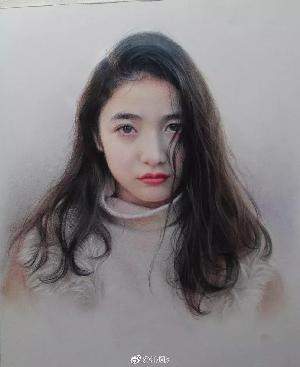 写实彩铅画,超好看素描画迪丽热巴