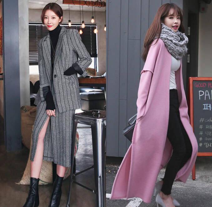 韩国深灰色大衣下面怎么搭,黑色韩国羊绒大衣搭配
