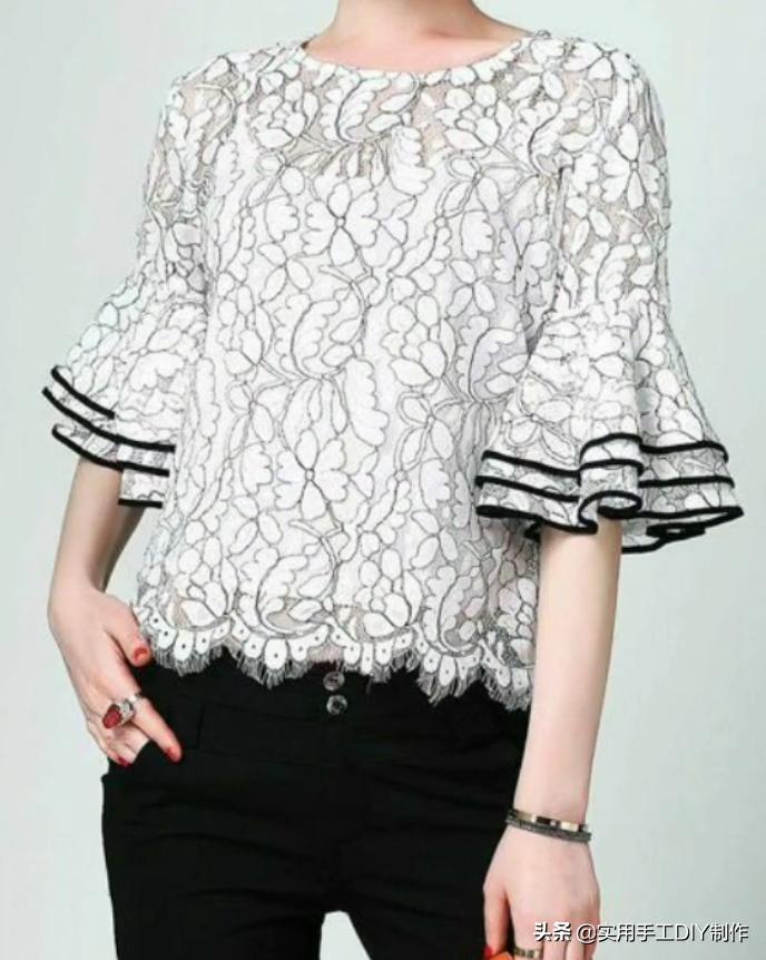 布艺花边造型手工,贝彩布艺落肩袖连衣裙裁剪教程