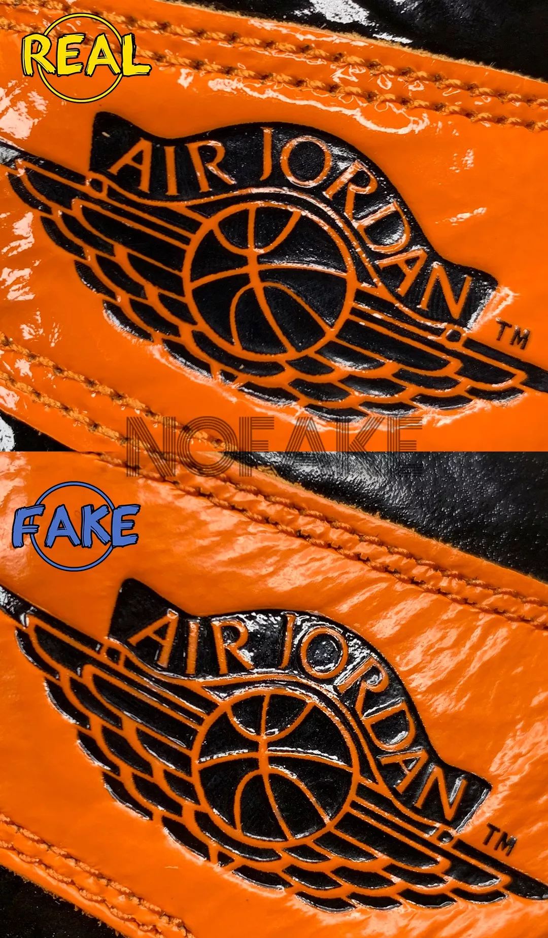 airjordan1猪油扣碎真假对比,airjordan1黑橙扣碎鉴定