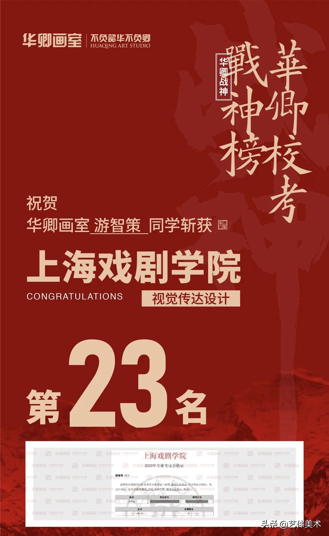 华卿画室—上戏四冠王专访“我想告诉您,我一定不会让您失望的”