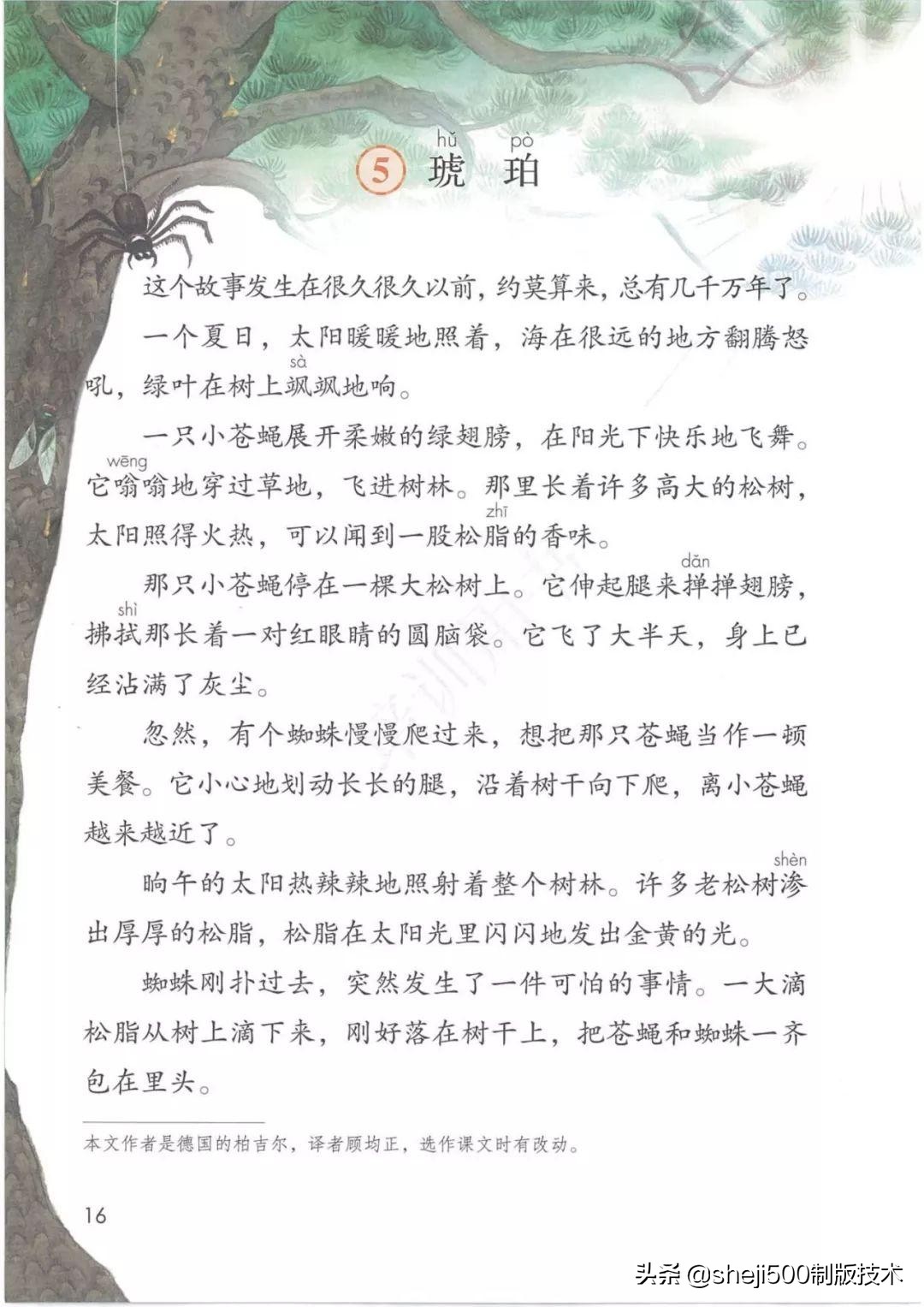 语文书四年级下册第5课琥珀预习,四年级下册第5课琥珀的思维导图