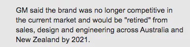 澳洲汽车巨头Holden,正式宣告终结,160年历史湮灭,近千人失业