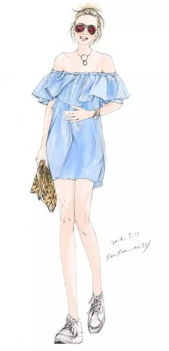 服装设计师画手稿视频,可爱的小插画手绘女孩服装