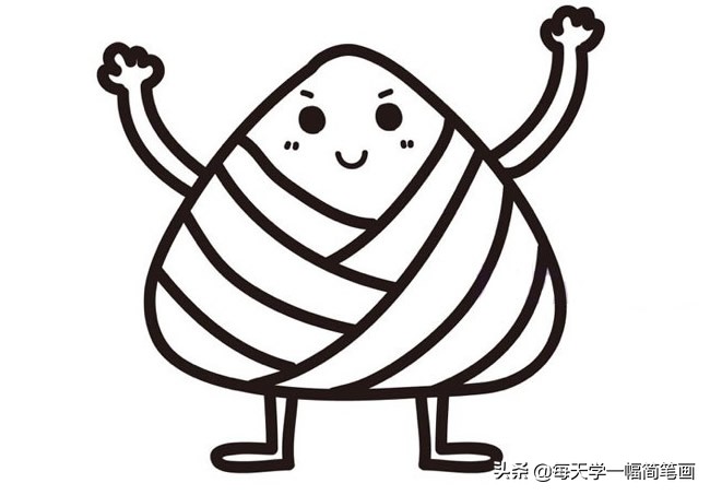 端午节粽子简笔画涂色,端午粽子做法简笔画