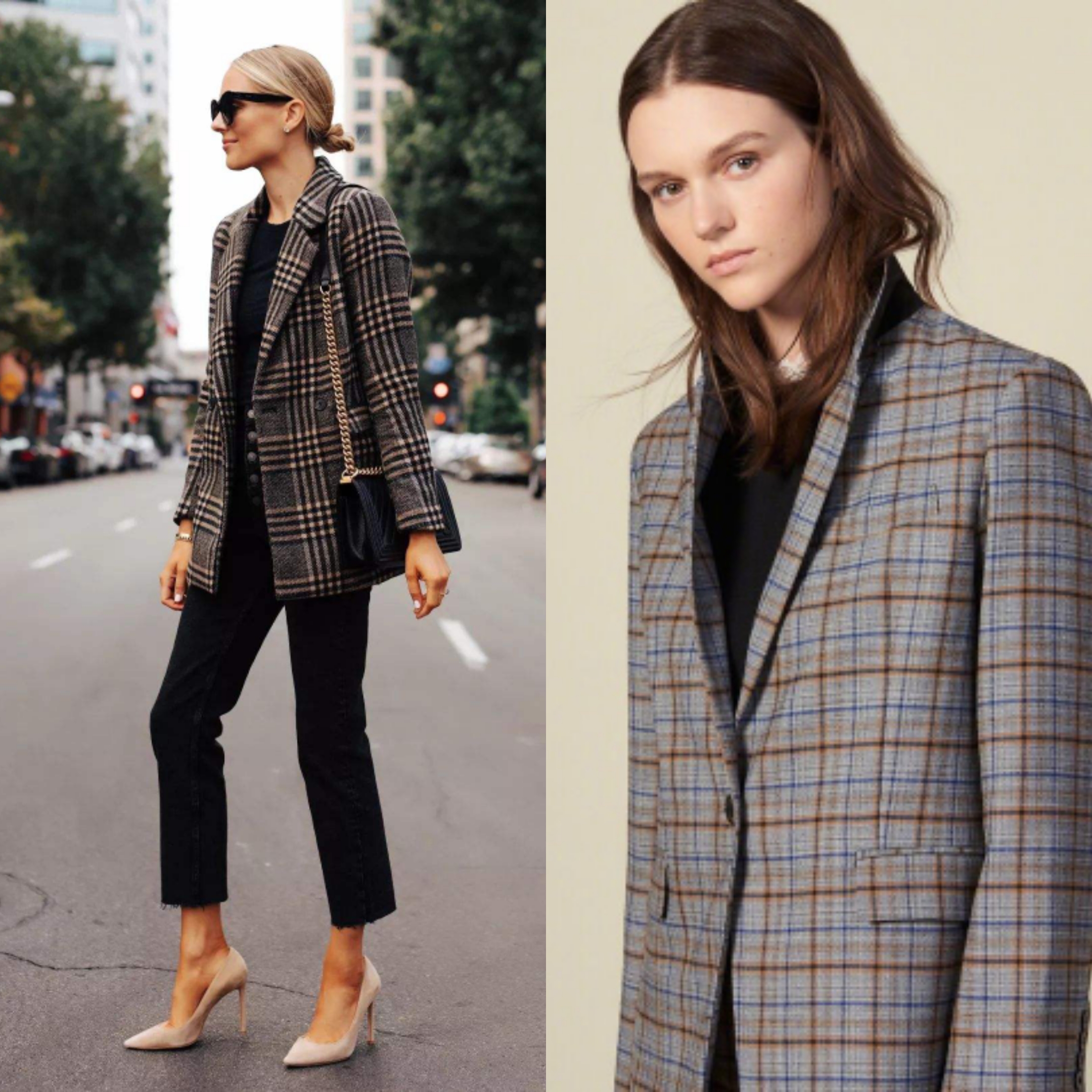 格纹元素西装搭配图,春天格纹西装搭配大全