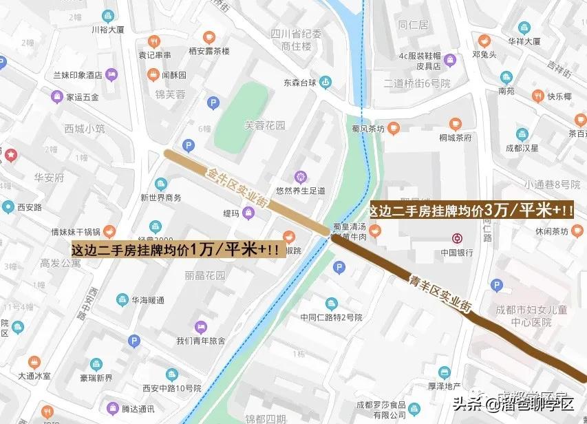 一条马路之隔房价差距大,相隔一条街房价差几倍
