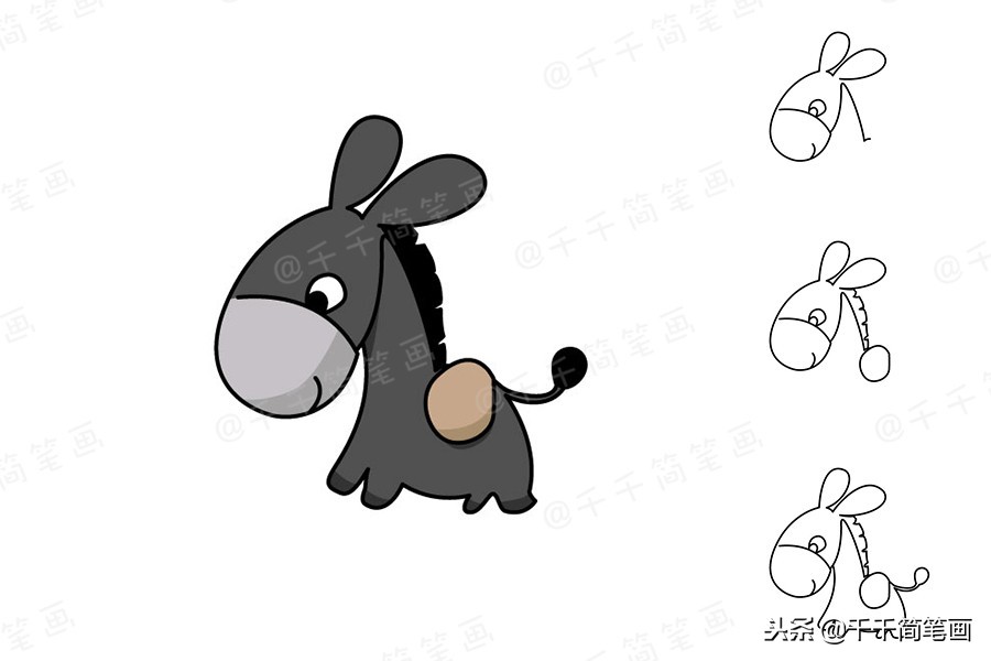 豹子乌龟简笔画,儿童画画8-10岁简笔画小动物