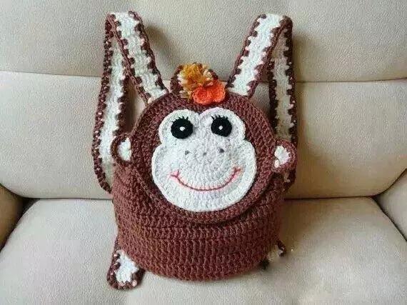 钩编精美双肩包教程图片,钩编可爱束口袋式双肩包