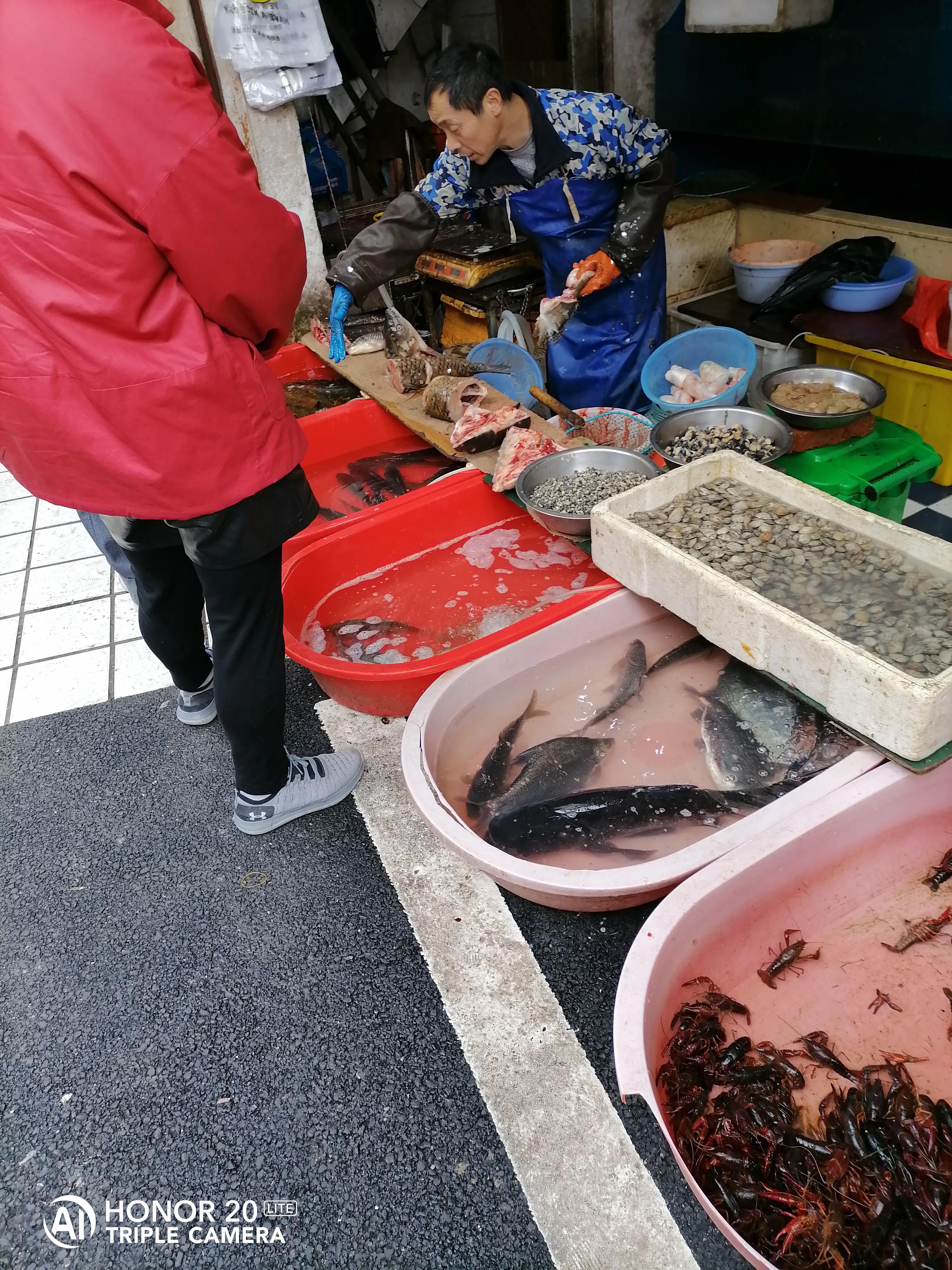 灵川城南菜市场卖鱼缺斤少两,石家庄光华路菜市场卖鱼缺斤少两