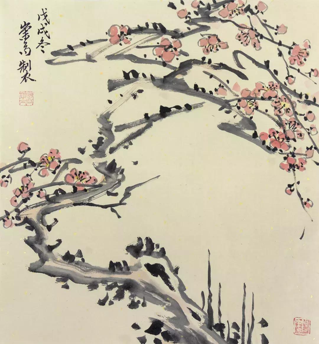 梅兰竹菊国画中的山石画法,梅兰竹菊国画写意教学视频