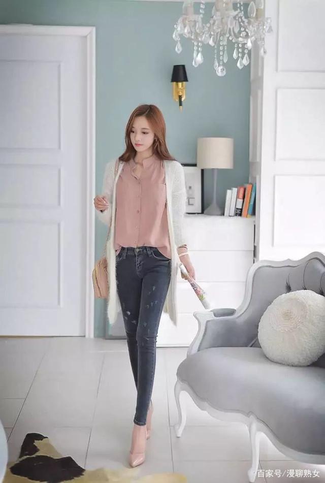 韩国模特孙允珠直筒牛仔裤衬衫休闲装扮网拍