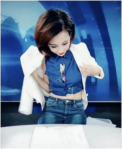 女主持人吃泡面,女主持人穿露锁骨衣服