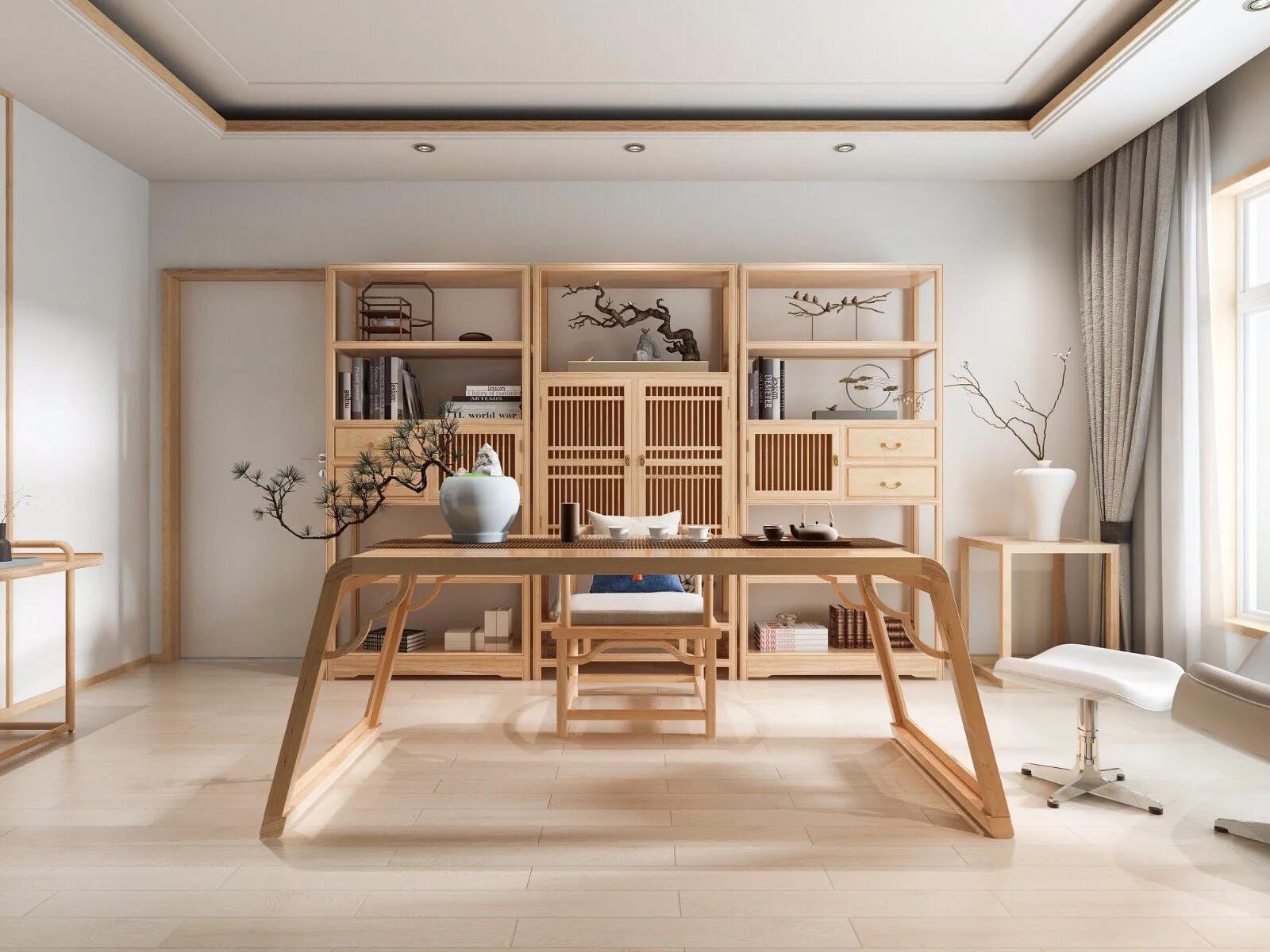 美式实木真皮沙发和中式红木沙发,6米客厅中式沙发13件套效果图