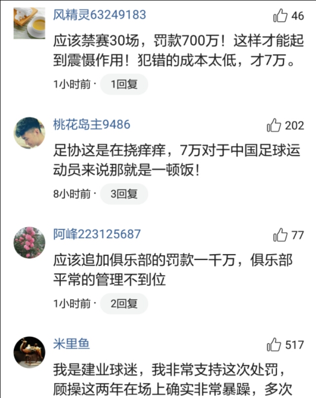 足协对汉超追加的处罚,足协罚单公布8人累计被禁赛45场