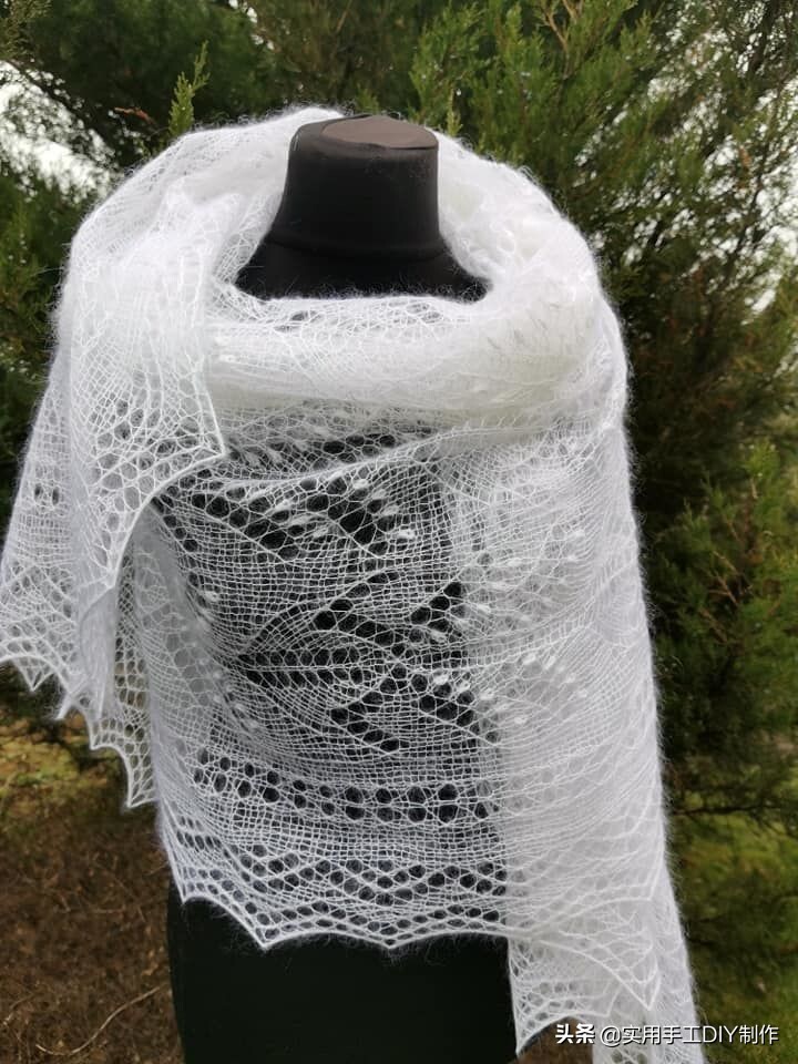 彩色蕾丝钩织披肩拼接花,晓夏手工钩编扇形花披肩