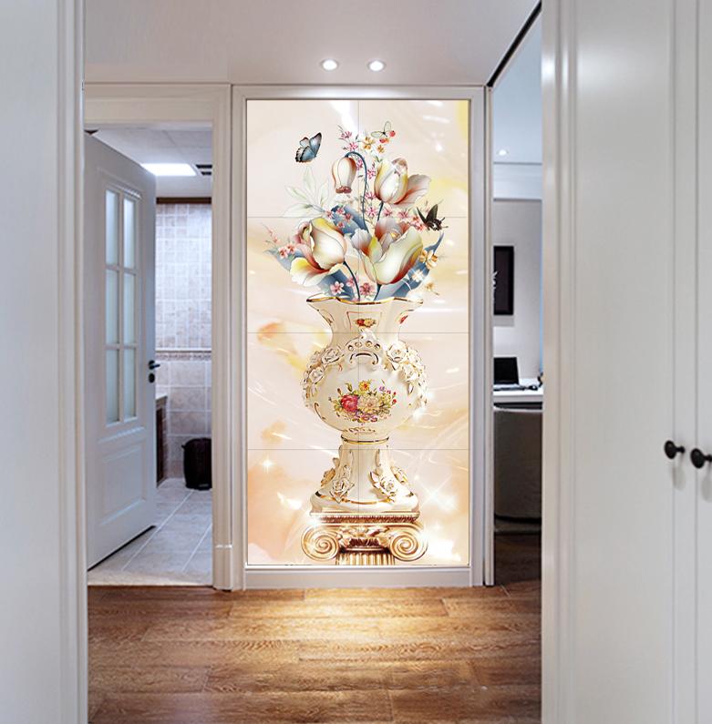 玄关墙瓷砖拼花图案,玄关背景墙大理石瓷砖效果图