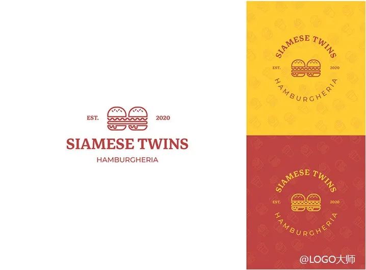 汉堡logo背景设计效果图,汉堡LOGO设计