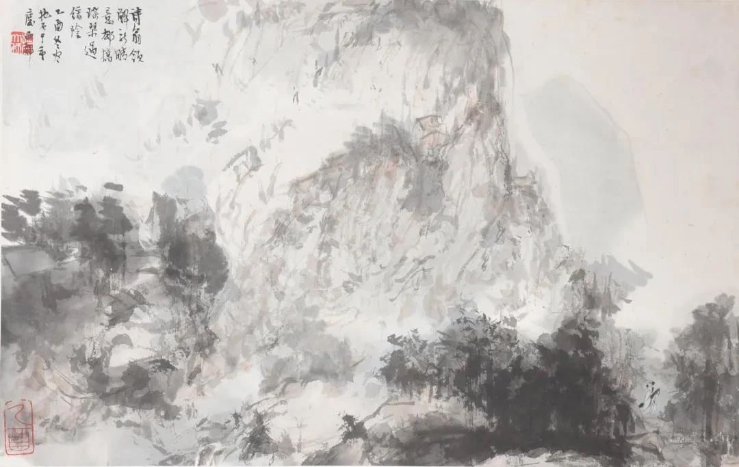 国画江山如此多娇傅抱石高清大图,傅抱石淡墨山水特点