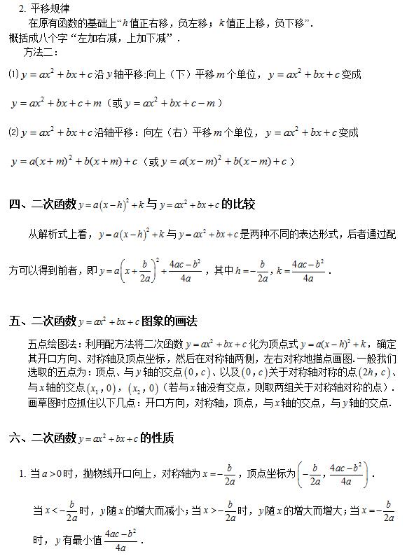 初中数学二次函数知识详解,初中数学二次函数知识点归纳大全