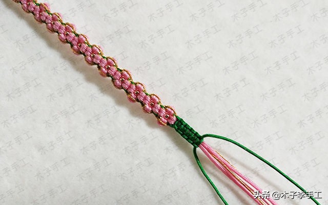 桃花手链编法最简单不用毛线编,手工编织手链桃花编法