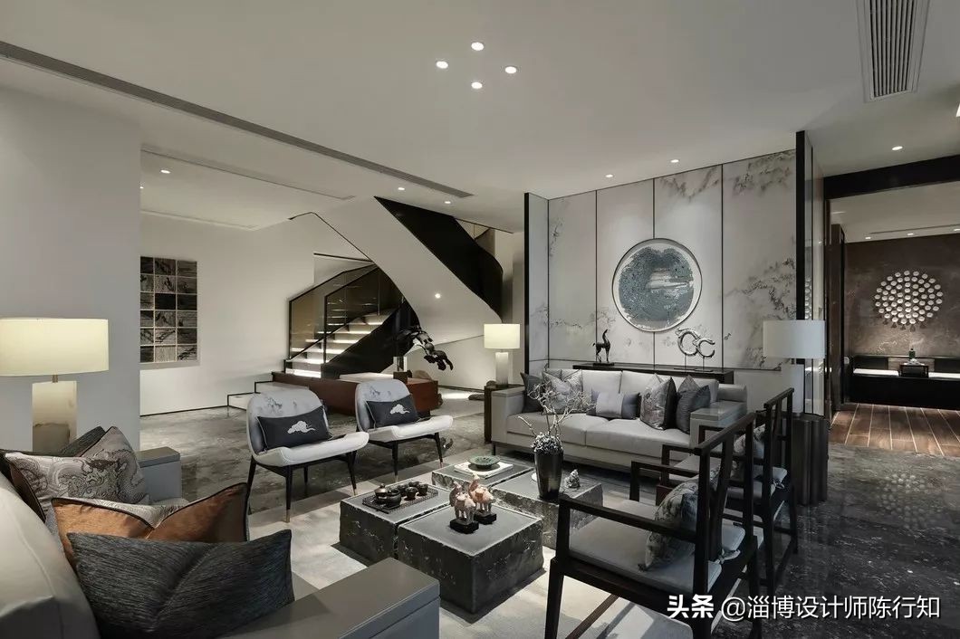 三居室新中式风格设计实景,轻奢新中式房屋设计装修风格