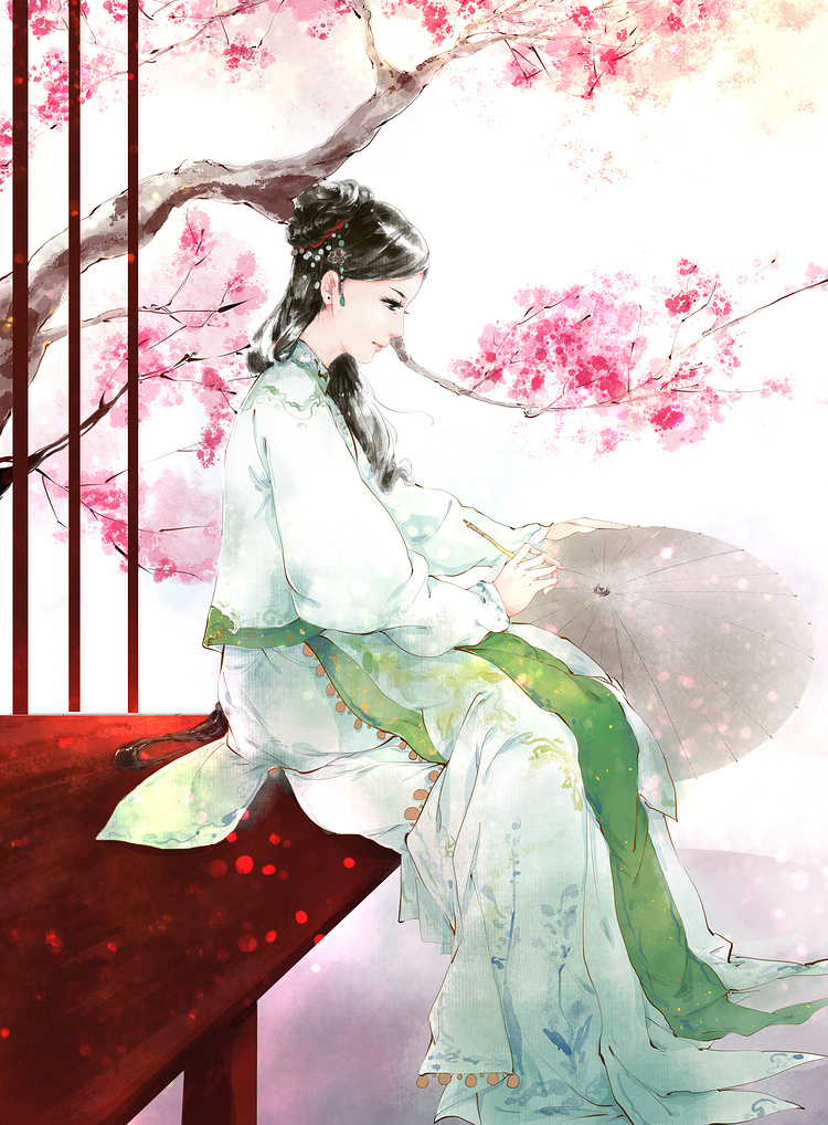 古代古风壁纸大全,二次元壁纸之绿衣佳人