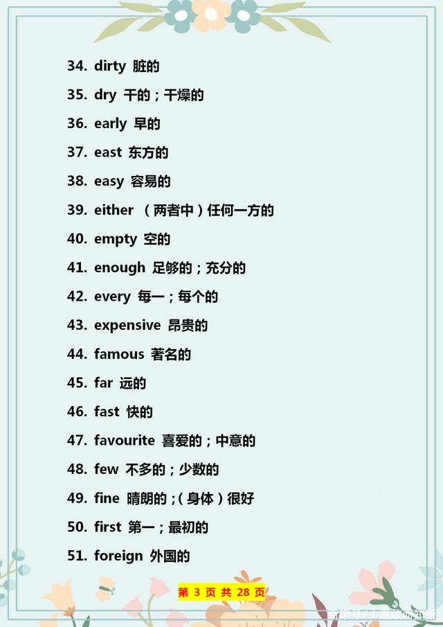 英语140个形容词,英语184个语法点