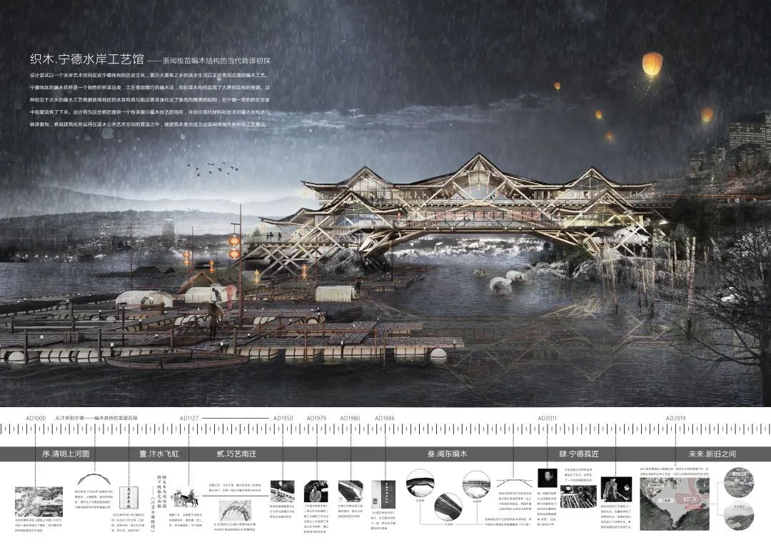 他用一座编织而成的工艺馆获得了基准杯二等奖