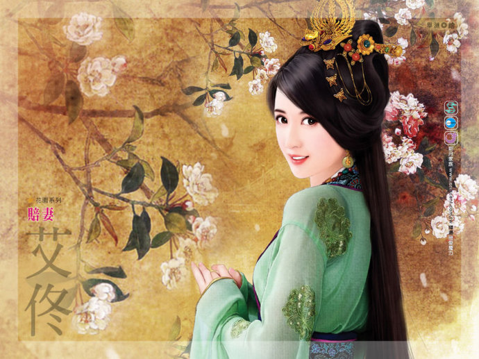古典美女手绘,中式古典手绘效果图