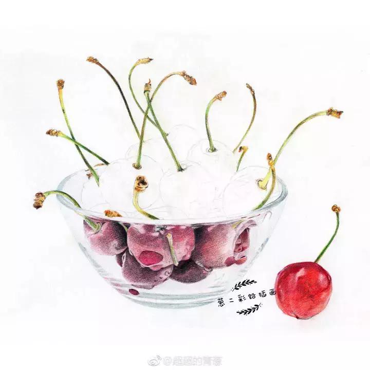 彩铅樱桃的教程步骤图解,樱桃彩铅教程