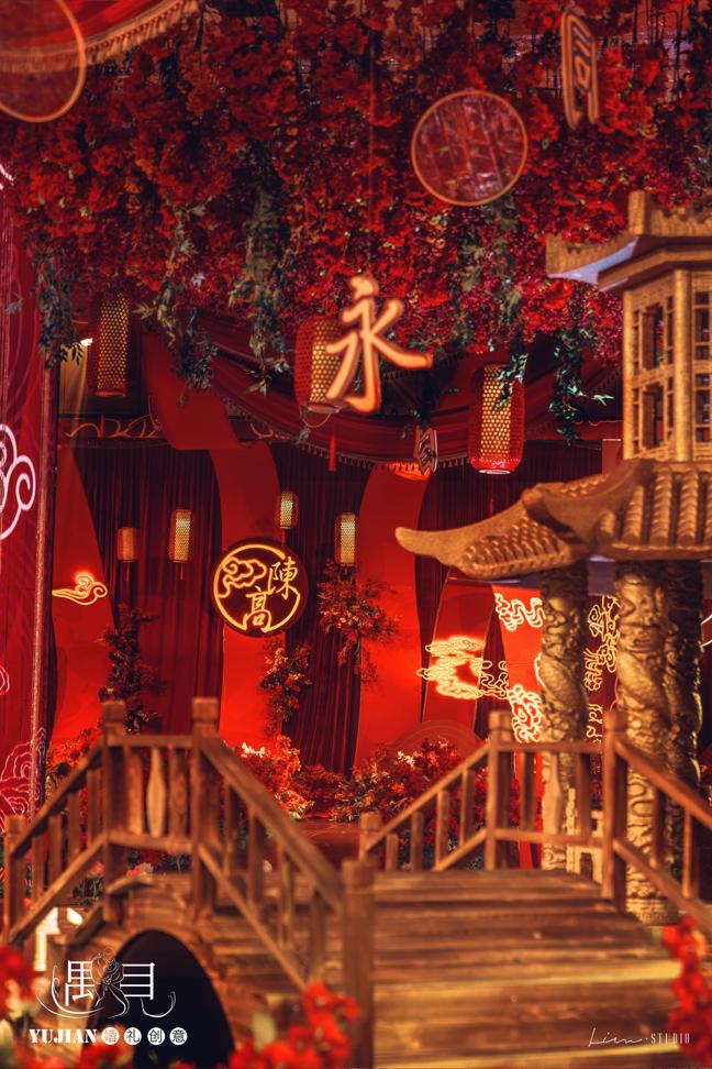 经典的暖色系婚礼,中式婚礼红绿搭配婚礼布置