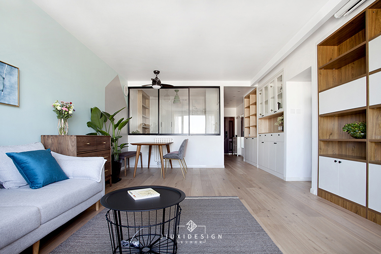 墙面一体储物柜1米4设计图,客厅最实用储物墙面设计