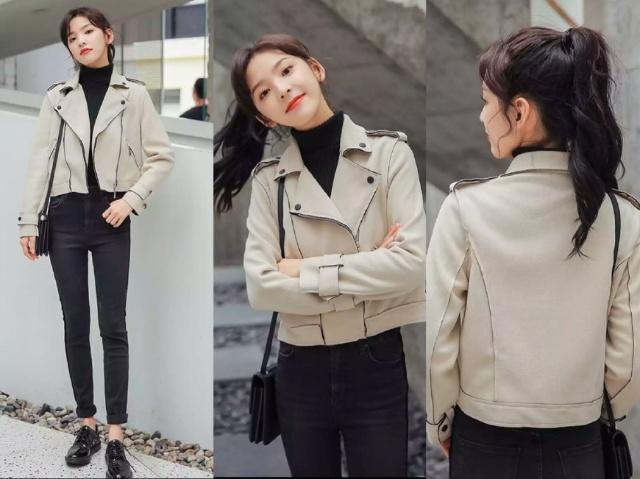 高腰pu皮衣女韩版,百搭时尚pu皮衣女