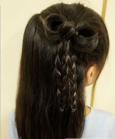 儿童编发中短发3-6岁蝴蝶结大发卡,儿童发型女孩编发简单视频教程