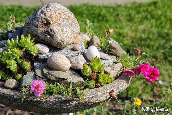 奇石花园风格,各种造型石头花园装饰