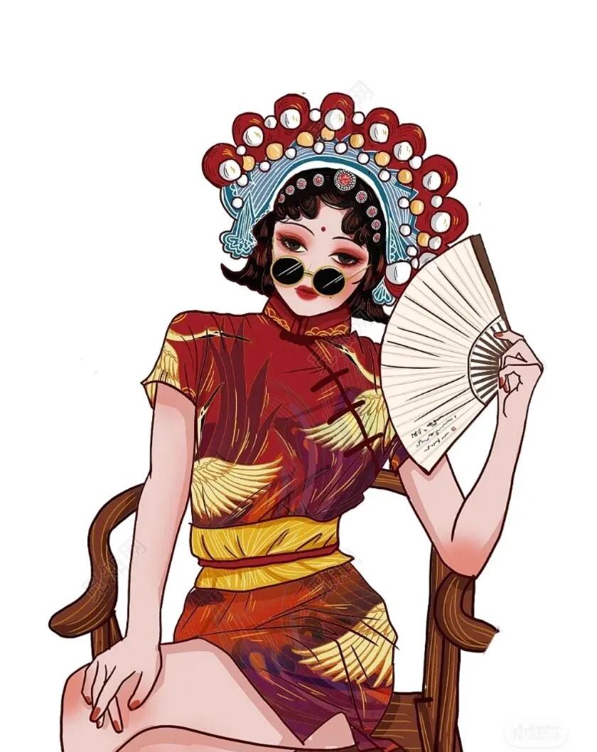 国潮风图片旗袍,国潮风图片背景