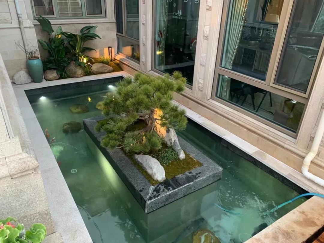 3-5吨锦鲤池建造,锦鲤池生态鱼池建造图